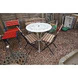 Bistro table & 3 folding chairs