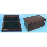 Brass bound mahogany writing slope with secret drawers and interior key