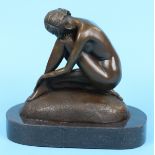 Bronze study of nude on marble base - Approx H: 19cm