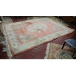 Large pink wool carpet - Approx 380cm x 275cm