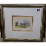 Small watercolour - Upton on Severn signed Christopher Hughes (Ex Royal Worcester artist)