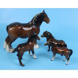 3 Beswick horses & another