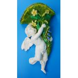 Antique porcelain cherub wall pocket by Moore Brothers