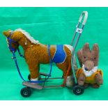 Childs Tri-Ang push horse and Basil Brush toy
