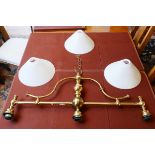 Brass billiard centre light by Christopher Wray