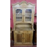 Pine & glazed dresser - Approx W: 102cm D: 44cm H: 205cm