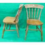 Set of 4 beech spindle back chairs