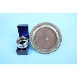 Hallmarked silver photo frame and boxed hallmarked silver napkin ring