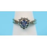 Gold heart shaped sapphire & diamond ring