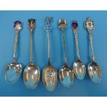 Collection of silver enamelled teaspoons