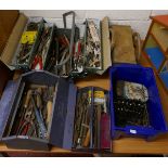 Collection of tools and boxes