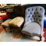 3 chairs to include Victorian button back nursing chair
