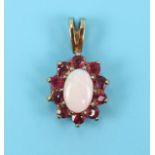 Gold, ruby and opal pendant