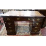 Leather topped Victorian pedestal writing desk