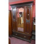 Victorian mahogany wardrobe - Approx W: 131cm D: 56cm H: 207cm