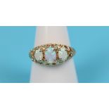 Gold opal 3 stone ring