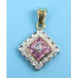 Gold pink sapphire & diamond pendant