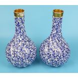 Pair of blue & white twisted vases - A/F - Approx H: 30cm