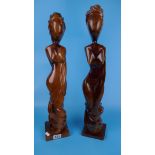 Pair of carved figures - Approx H: 60cm