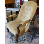 Victorian button back chair with mahogany frame