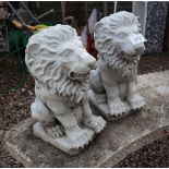 Pair of ornamental garden lions