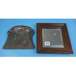 Georgian bevelled glass shaving mirror & copper dustpan