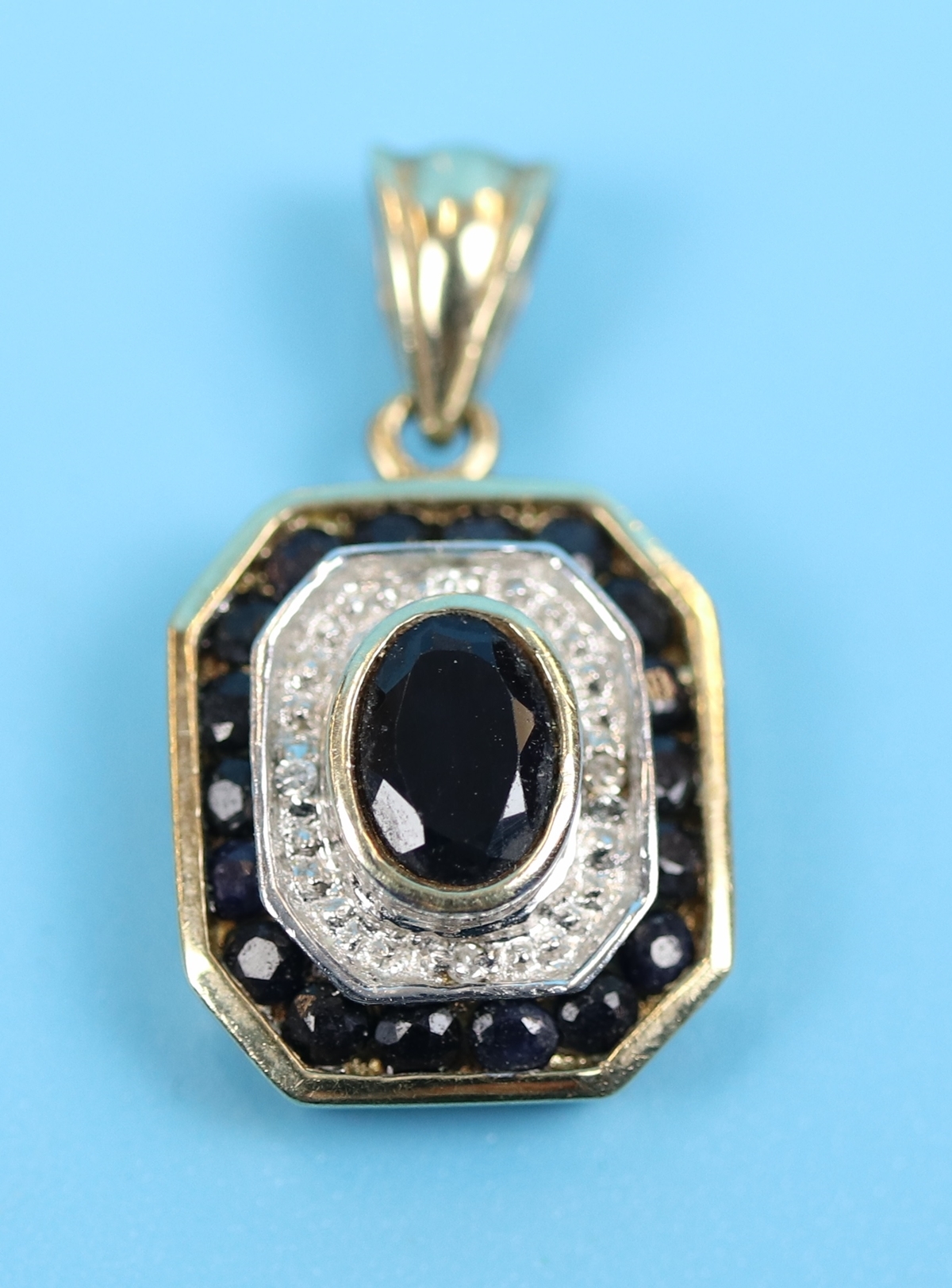 Gold sapphire & diamond pendant
