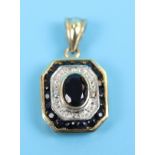 Gold sapphire & diamond pendant