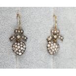 Pair of pearl & diamond heart shaped earrings