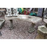 Stone Coy carp curved garden bench