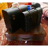 3 leather suit cases