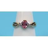 Gold pink topaz & diamond ring