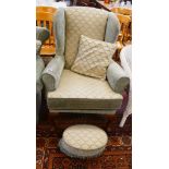 Wingback armchair & footstool (matching lot 441)