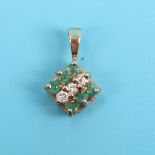 Gold emerald & diamond pendant