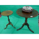 2 tripod wine tables and foot stool
