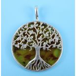 Silver and amber tree of life pendant