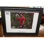 Signed and framed Tiger Woods photo