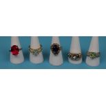 5 costume jewellery rings