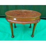 Mahogany topped oak oval occasional table