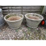 Pair of circular stone planters