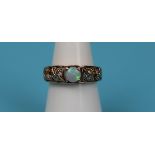 Gold opal & diamond ring