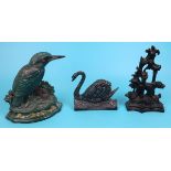 3 cast iron doorstops