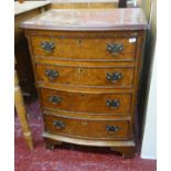 Burr walnut bowfront bedside chest