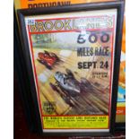 Framed 1930s Brookland's racing car poster