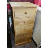 Oak bank of five drawers - Approx W: 44cm x D: 43cm x H: 93.5cm