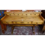 Large pine desk - Approx W: 142cm D: 63cm H: 88cm