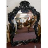 Ornate black framed mirror - Approx 117cm x 80cm