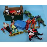 Collection of action figures to include incredible hulk etc