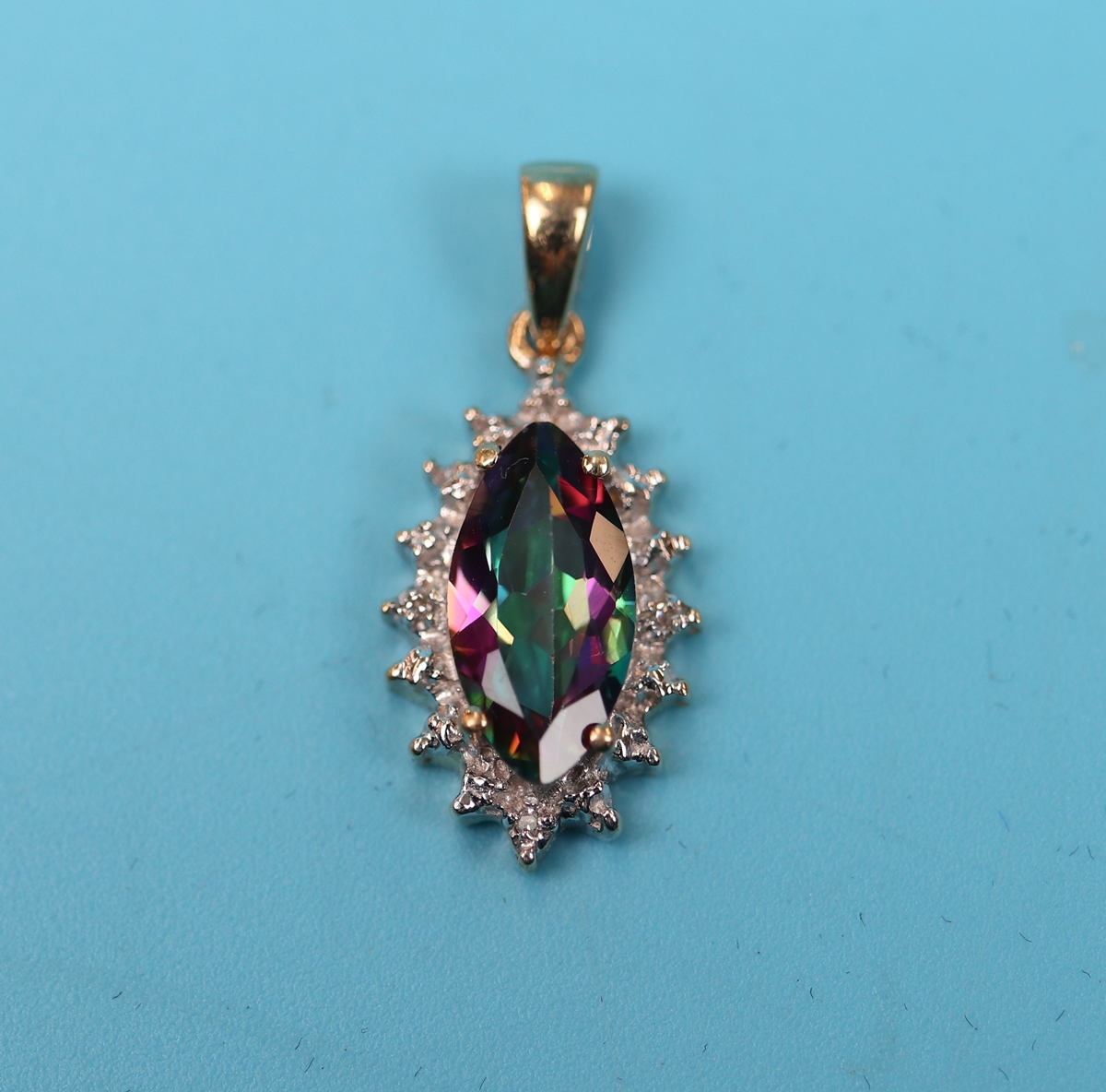 Gold mystic topaz & diamond pendant