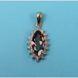 Gold mystic topaz & diamond pendant